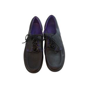 Nike Mens Black Purple Mad Jibe Leather Lace Up Perforated Boat Shoes Size 11